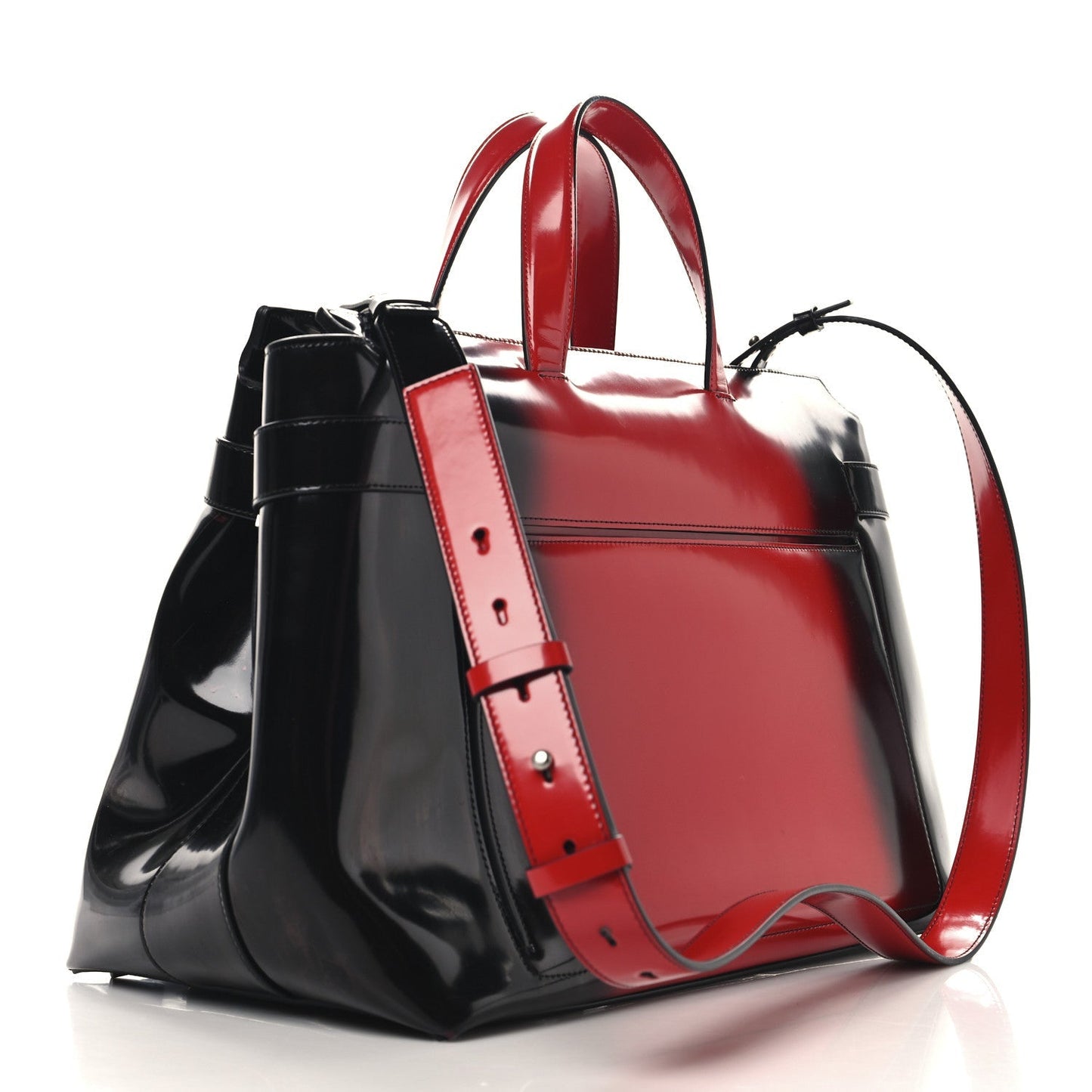 Smooth Airbrushed Calfskin XL Gancini Buckles Tote Bag Flame Red Black