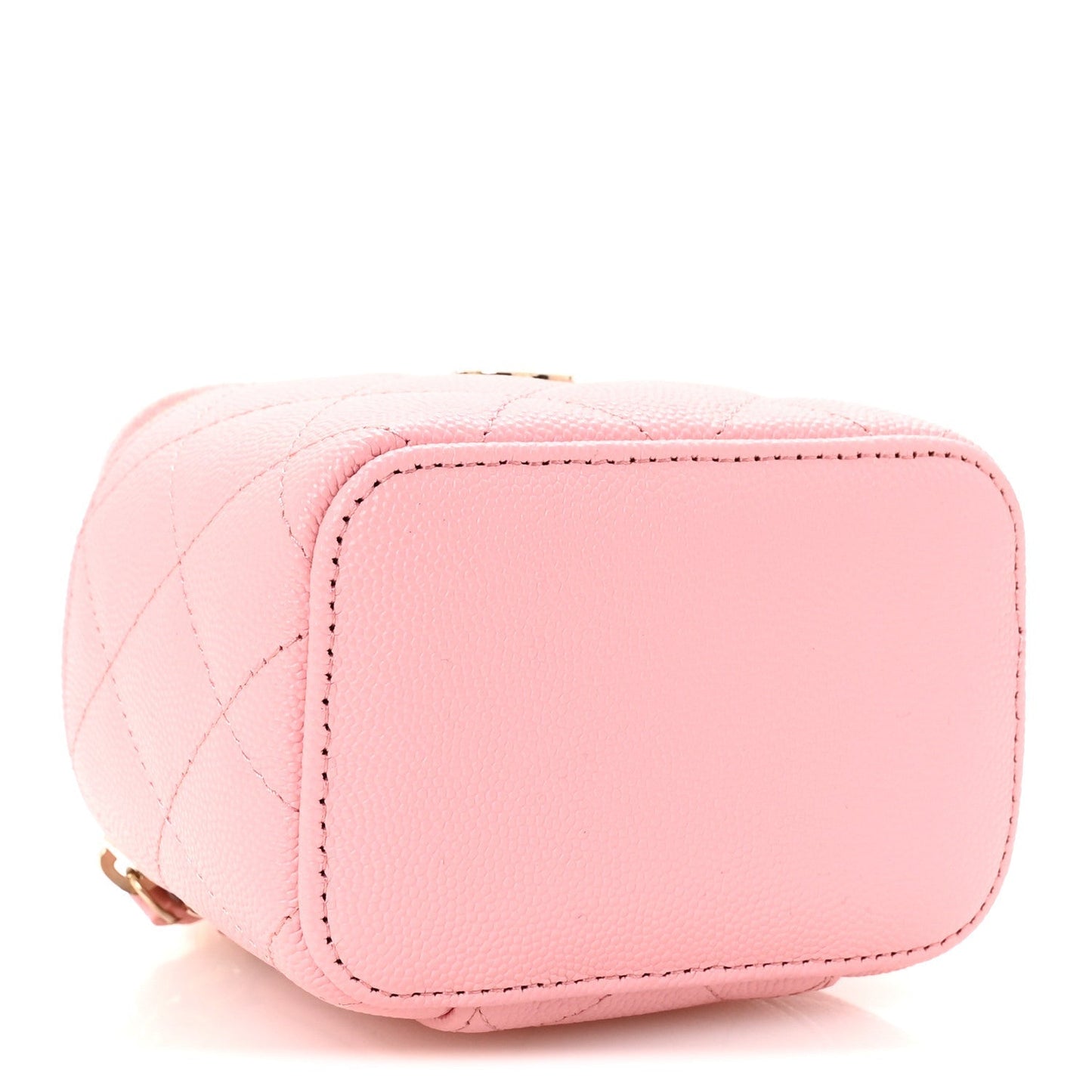 Caviar Quilted Mini Vanity Case With Chain Pink