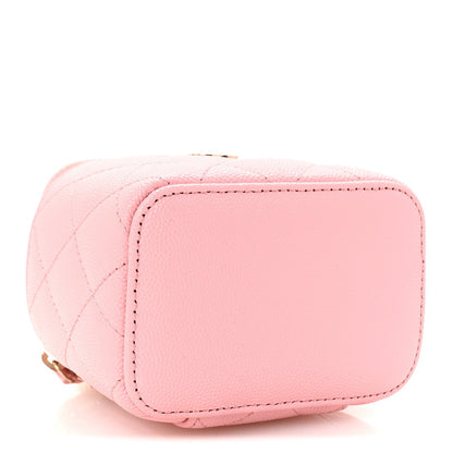 Caviar Quilted Mini Vanity Case With Chain Pink