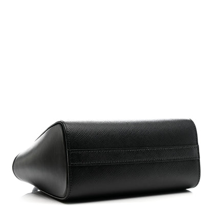 Saffiano Soft Calfskin Mini Zippered Crossbody Tote Black