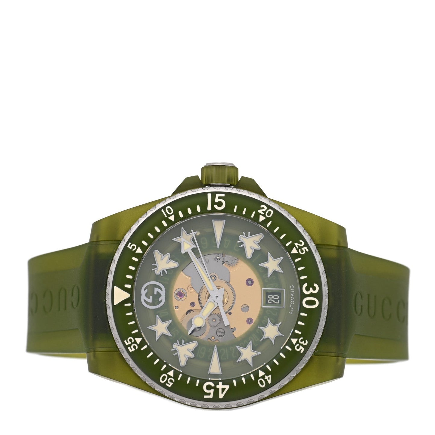 Stainless Steel Rubber 40mm Dive Quartz Watch Green