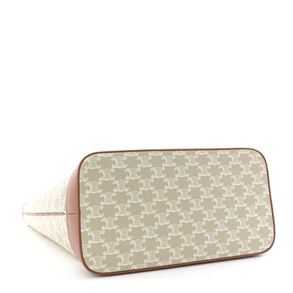 Triomphe Canvas Calfskin Medium Cabas Bag Grege