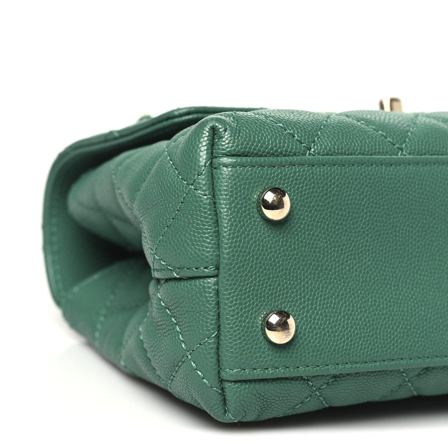 Caviar Quilted Mini Coco Handle Flap Green