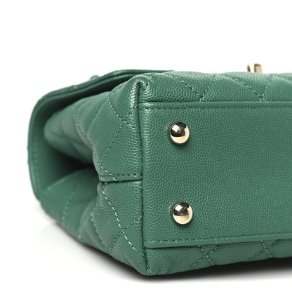 Caviar Quilted Mini Coco Handle Flap Green