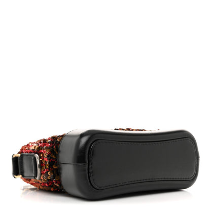 Sequin Calfskin Small Gabrielle Hobo Red Black