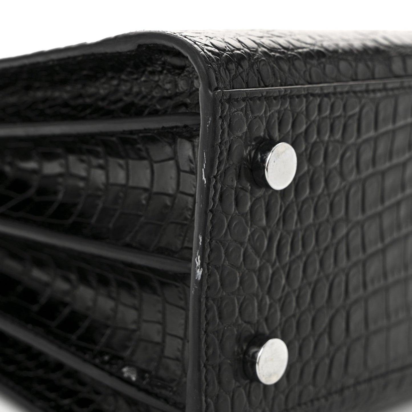 Calfskin Crocodile Embossed Baby Sac De Jour Black
