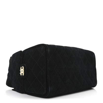 Suede Quilted Small Chanel 25 Handbag Black
