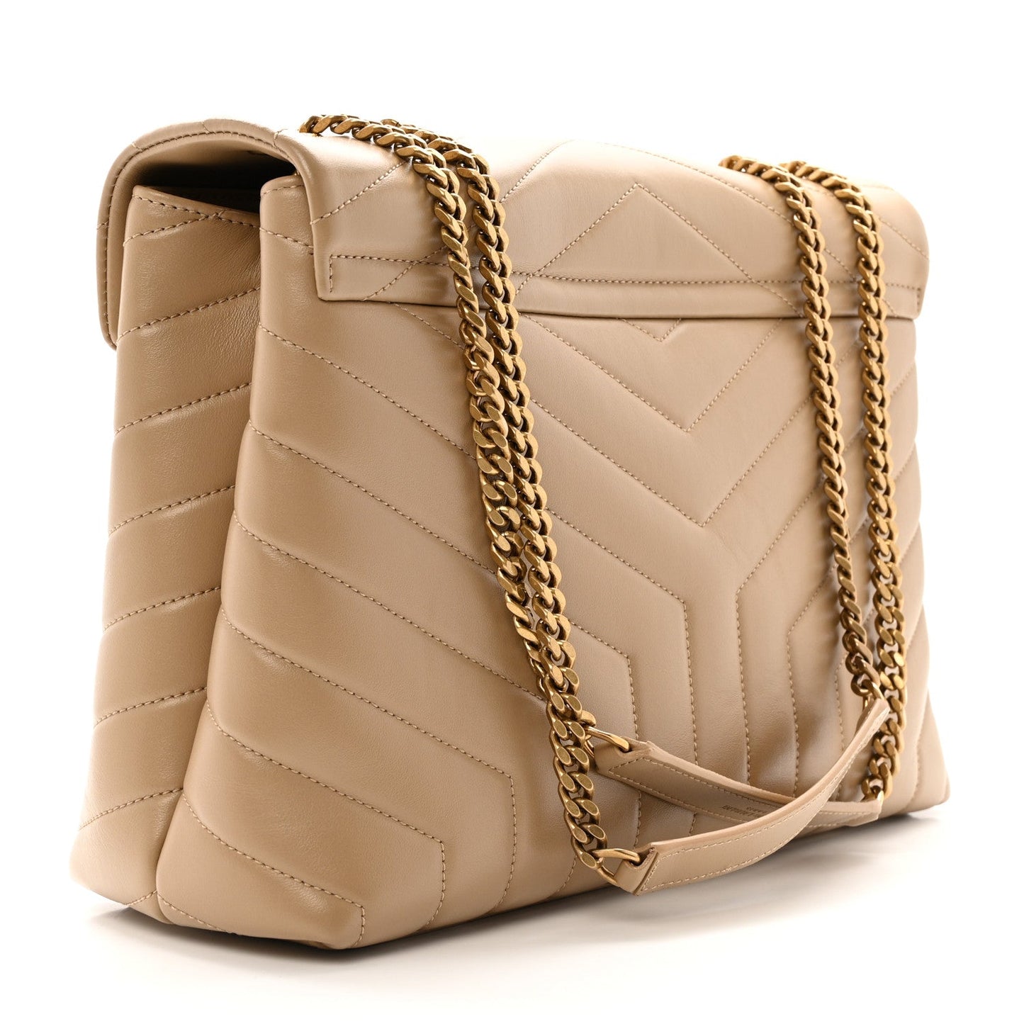 Calfskin Y Quilted Monogram Medium Loulou Chain Satchel Dark Beige