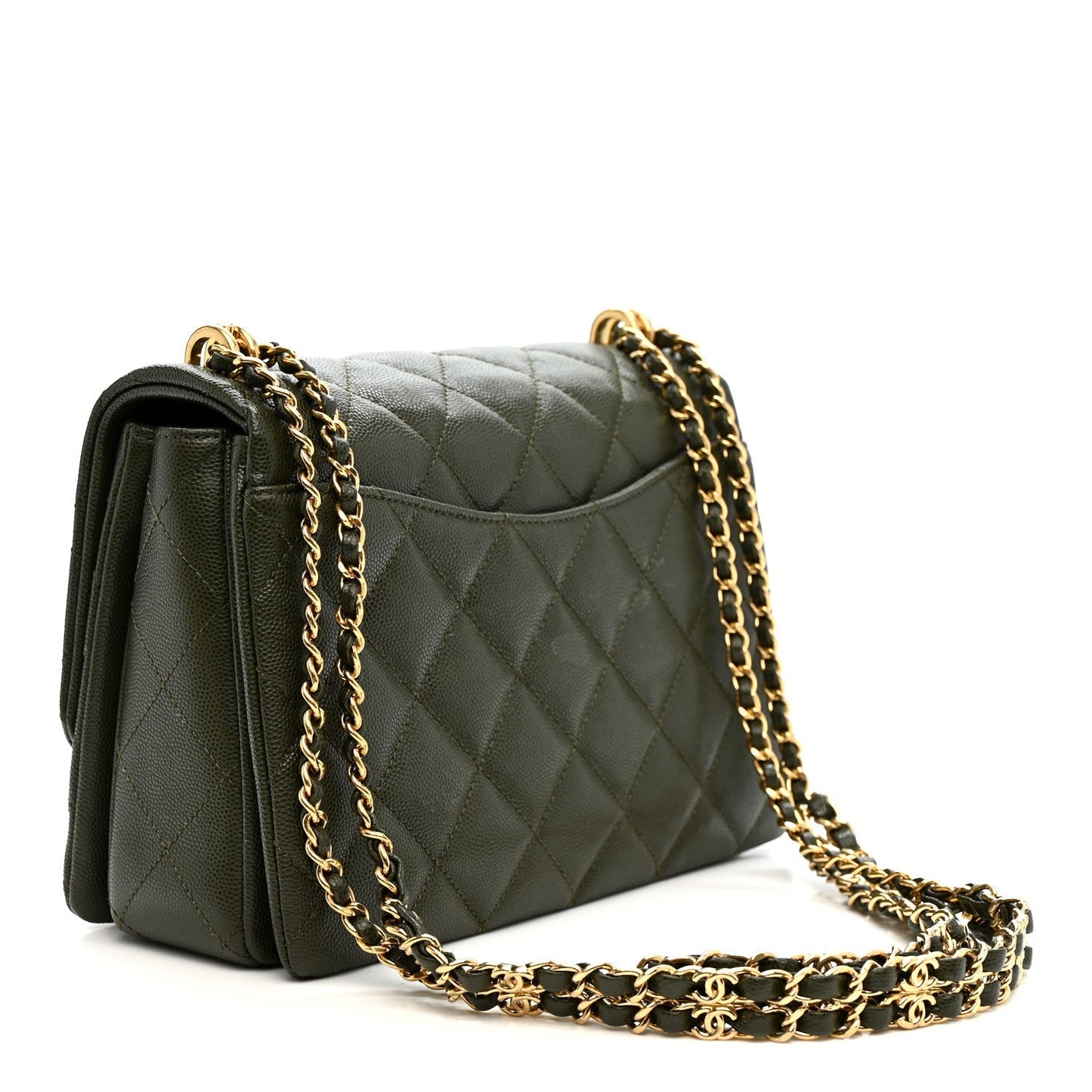 Caviar Quilted Mini Coco First Flap Khaki