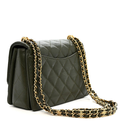 Caviar Quilted Mini Coco First Flap Khaki