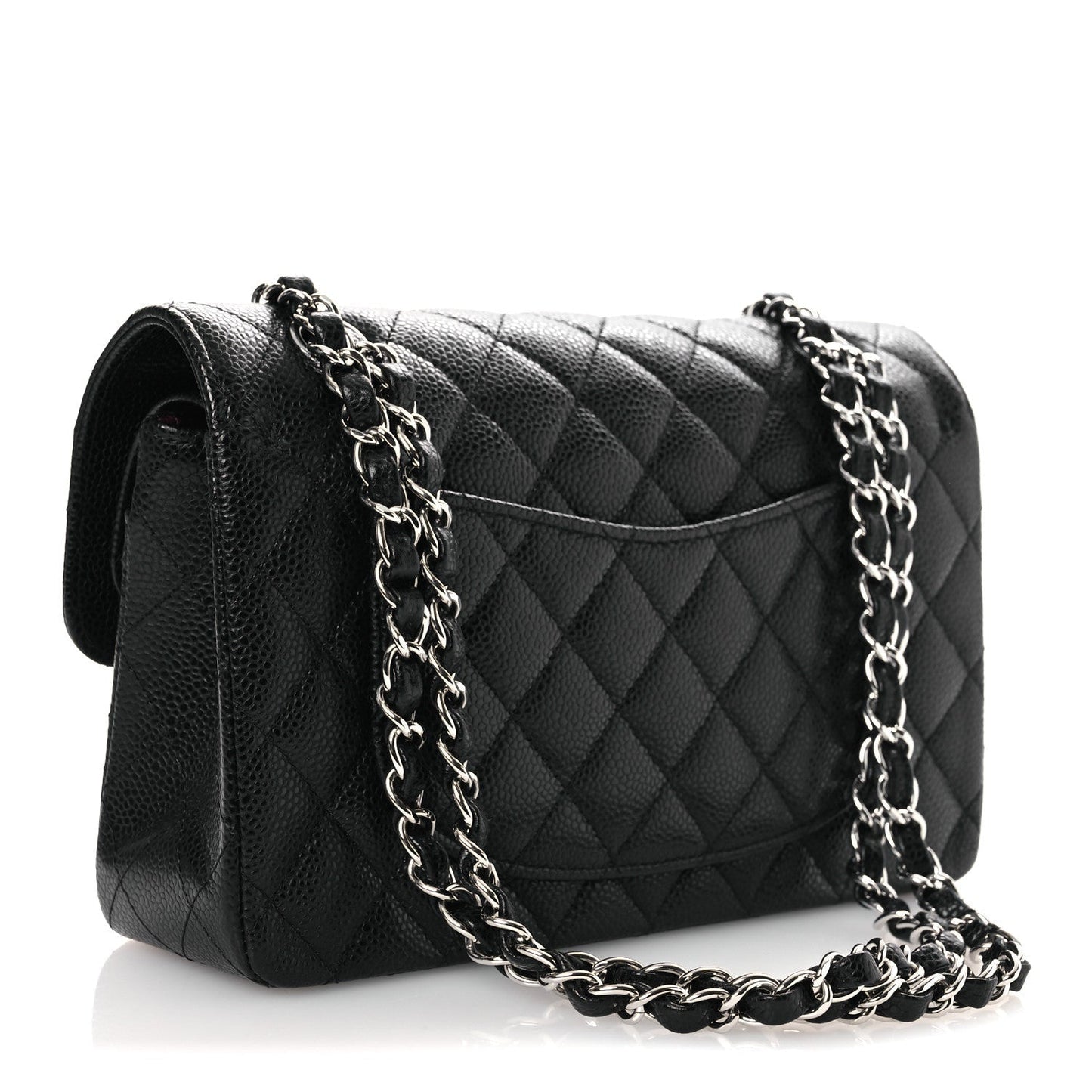 Caviar Quilted Small Double Flap Black