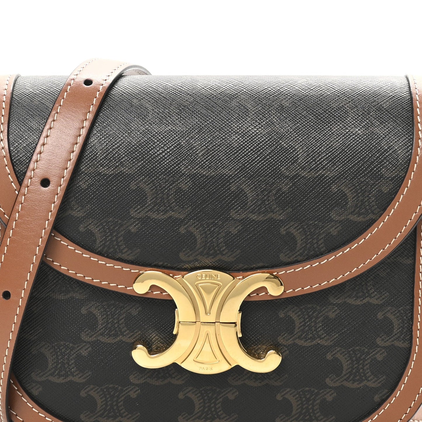 Canvas Calfskin Triomphe Teen Besace Tan
