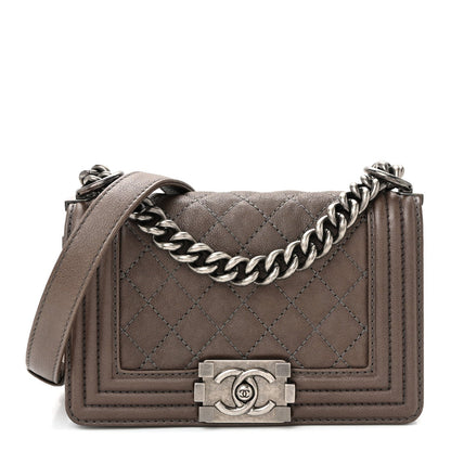Caviar Quilted Small Boy Flap Dark Brown