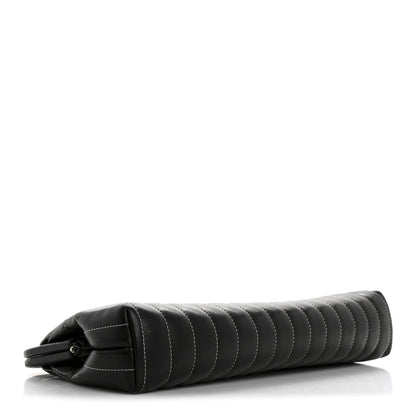 Lambskin Vertical Quilted Mademoiselle Clutch Black