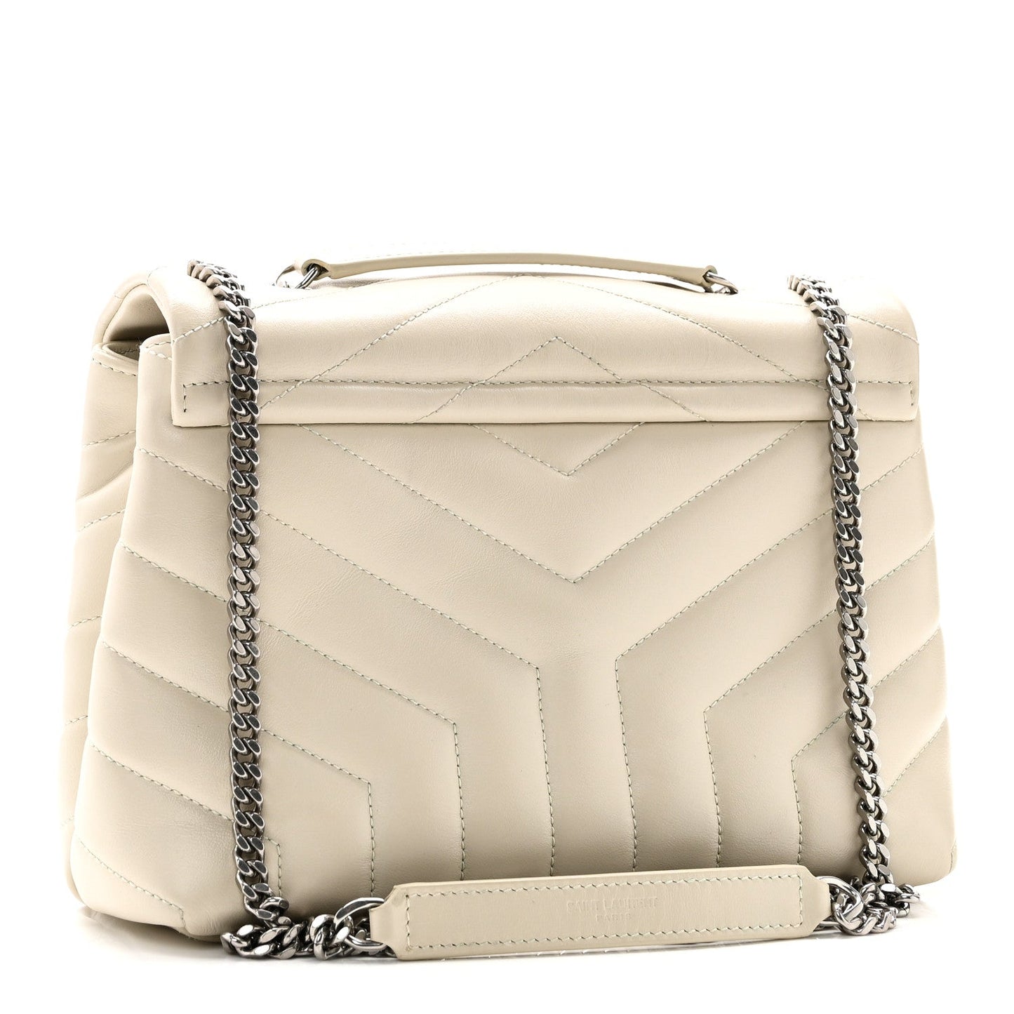 Calfskin Y Quilted Monogram Small Loulou Chain Satchel Ivory