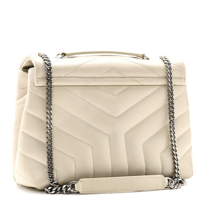 Calfskin Y Quilted Monogram Small Loulou Chain Satchel Ivory