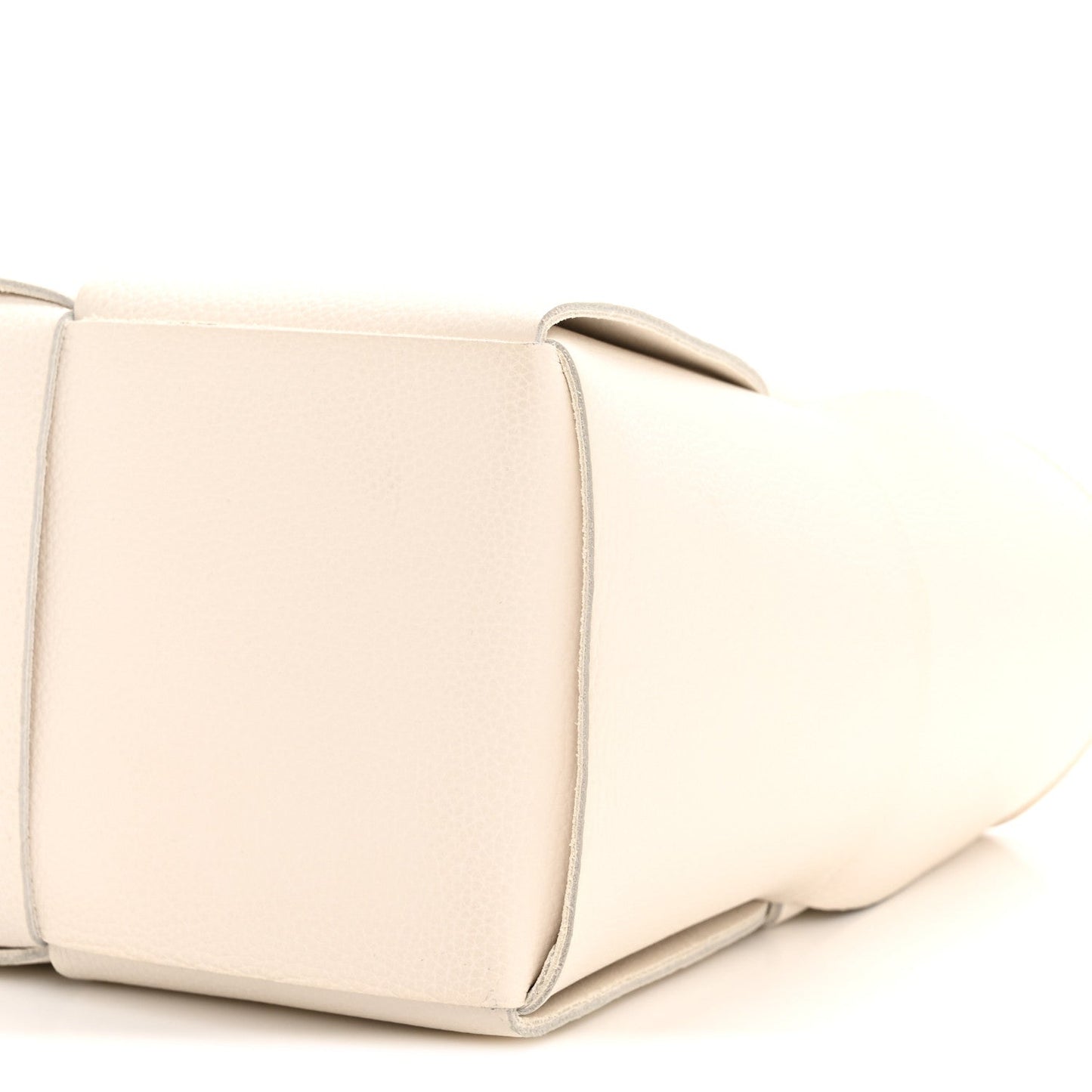 Grained Calfskin Maxi Intrecciato Small Arco Tote White