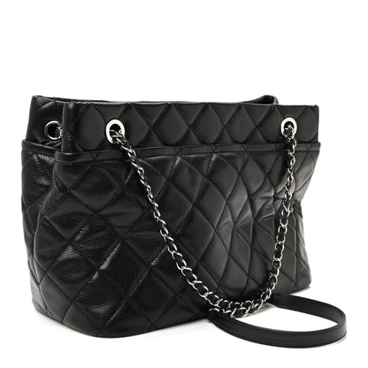 Caviar Quilted Timeless CC Soft Tote Black