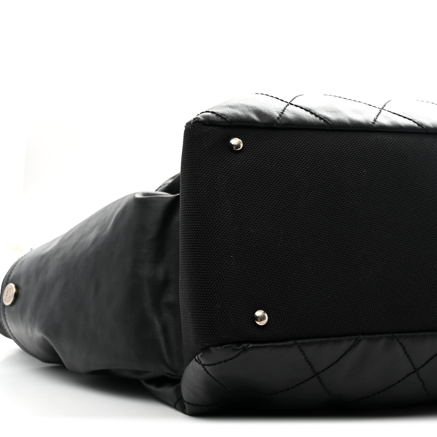 Coated Canvas Stitched XL Paris Biarritz Tote Black