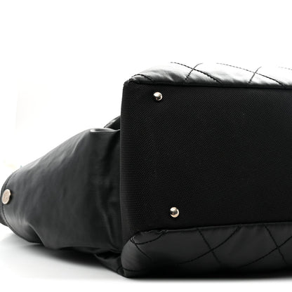 Coated Canvas Stitched XL Paris Biarritz Tote Black