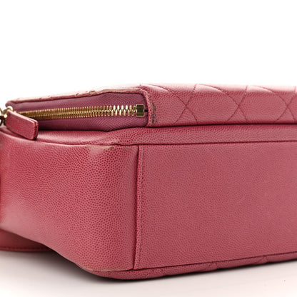 Caviar Quilted Medium Business Affinity Camera Case Dark Pink