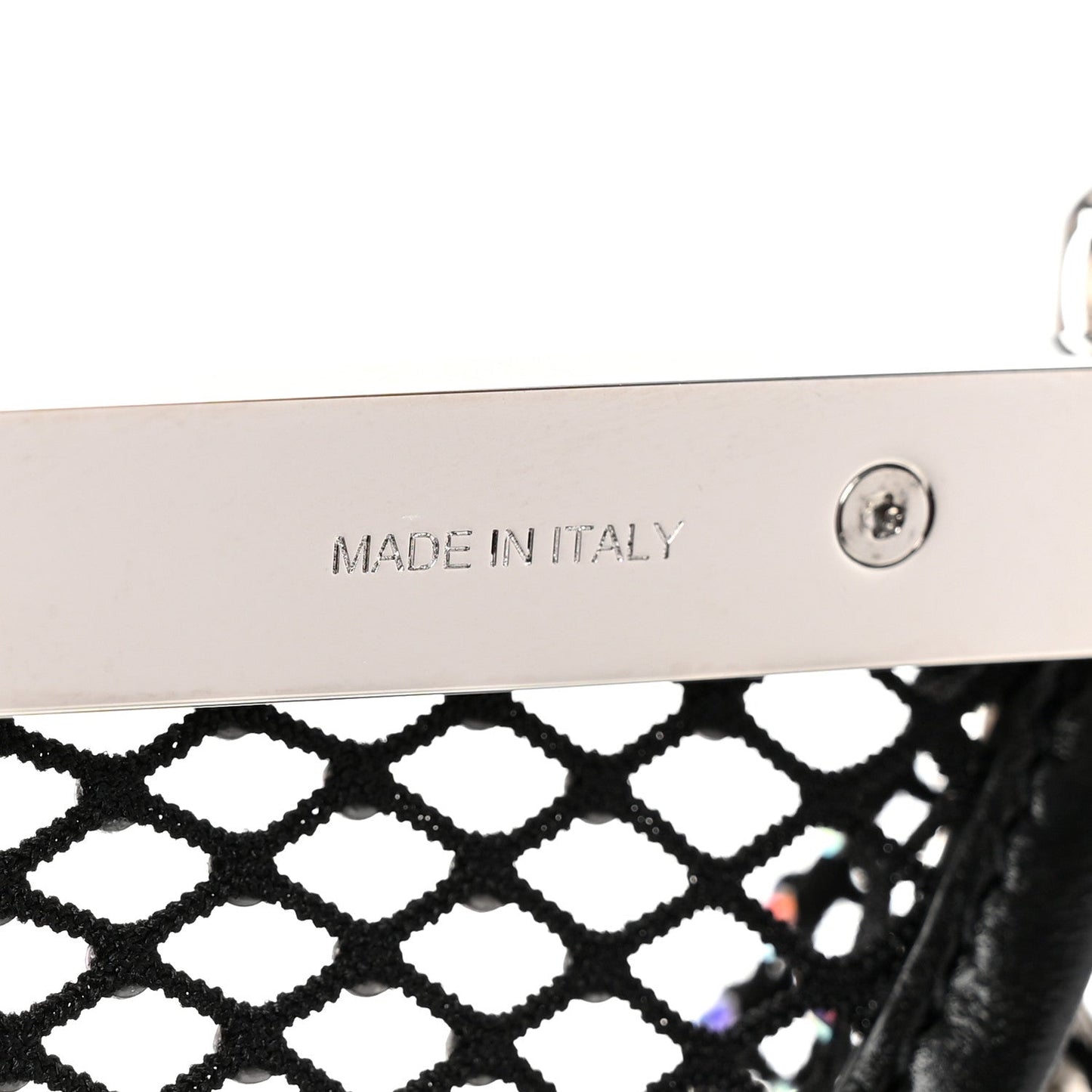 Mesh Crystal Medium Fanny Shoulder Bag Black