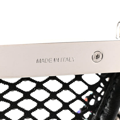 Mesh Crystal Medium Fanny Shoulder Bag Black