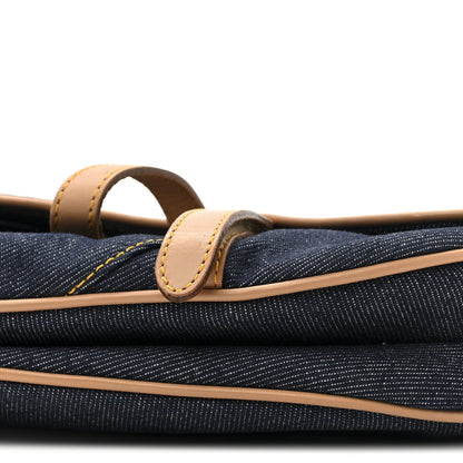 Denim Calfskin Saddle Bag Blue
