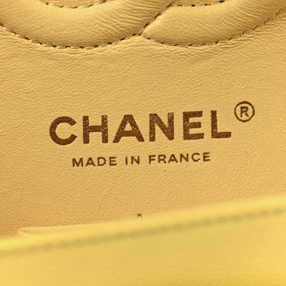 Caviar Quilted Small Double Flap Light Yellow