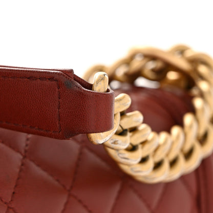 Lambskin Quilted Medium Boy Flap Burgundy