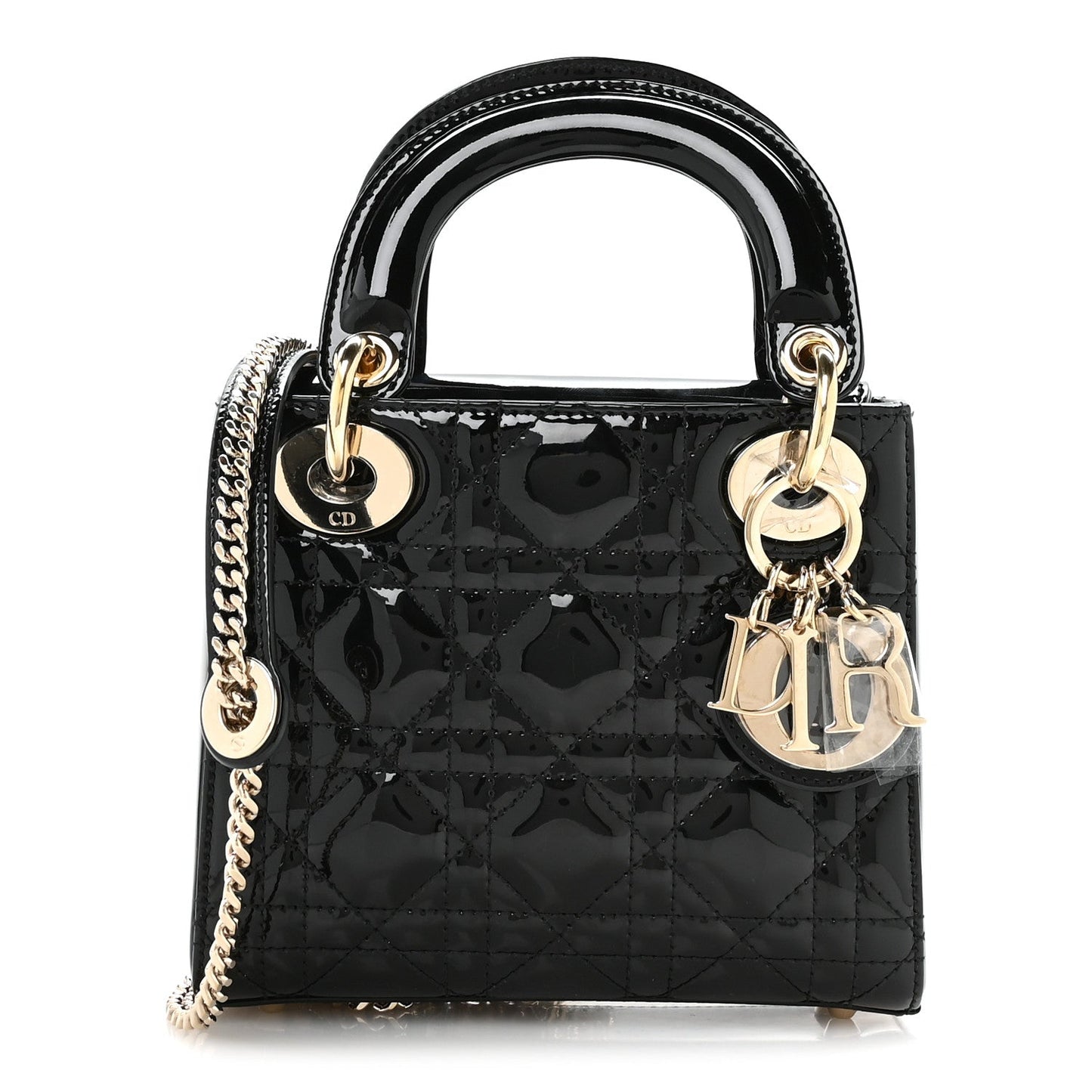 Patent Cannage Mini Lady Dior Black