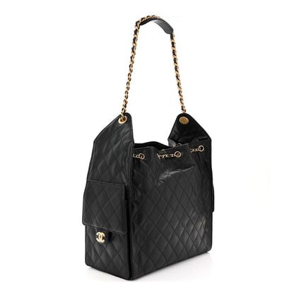 Caviar Quilted Medium Chanel 25 Handbag Black