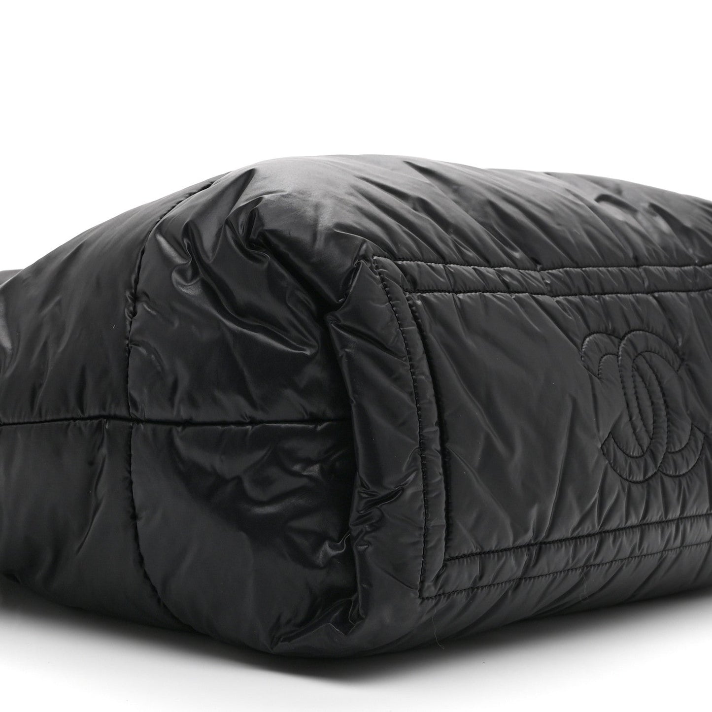 Nylon Quilted Large Coco Cocoon Reversible Tote Black