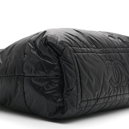 Nylon Quilted Large Coco Cocoon Reversible Tote Black