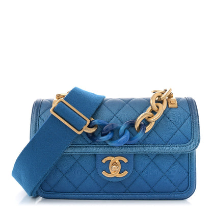 Caviar Quilted Small Sunset On The Sea Flap Blue