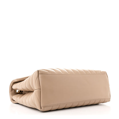 Calfskin Y Quilted Monogram Medium Loulou Chain Satchel Dark Beige