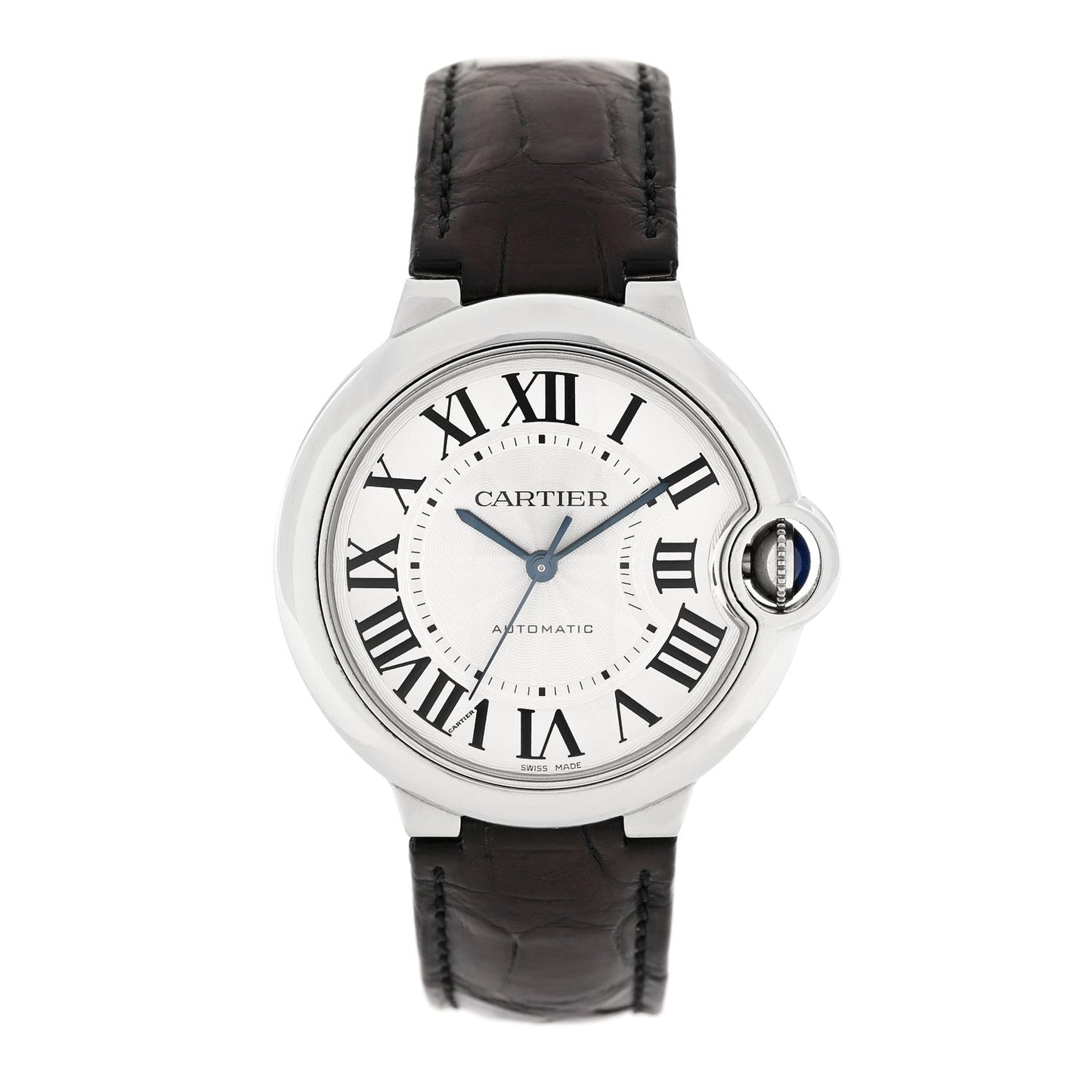 Stainless Steel Alligator 36mm Ballon Bleu De Cartier Automatic Watch Brown