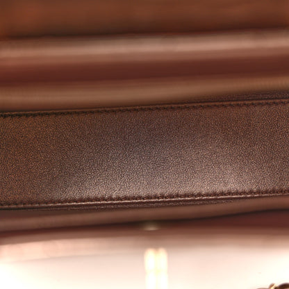 Metallic Aged Calfskin Quilted Nano Kelly Shopper Light Brown
