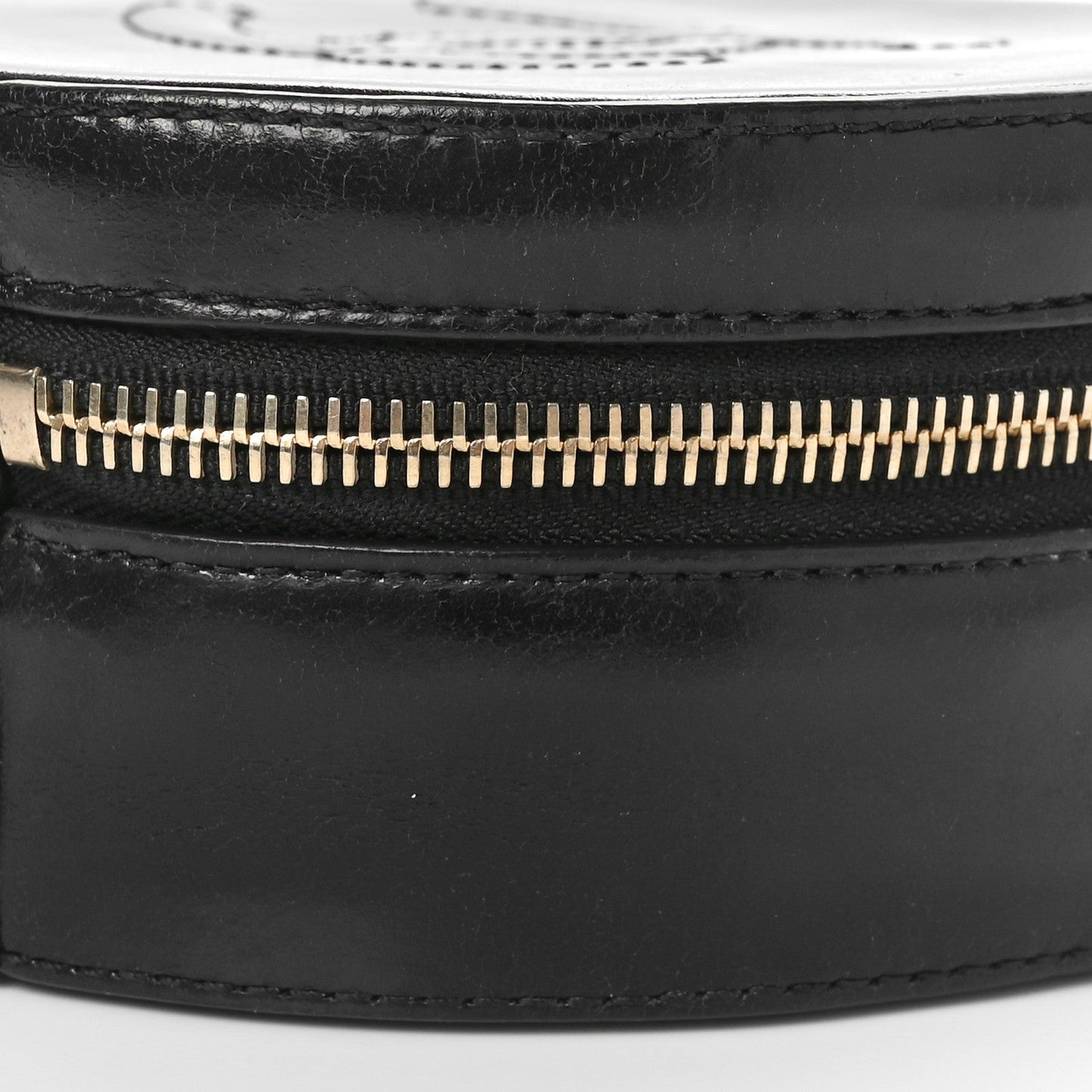 Glazed Calfskin Round As Earth Evening Bag Black
