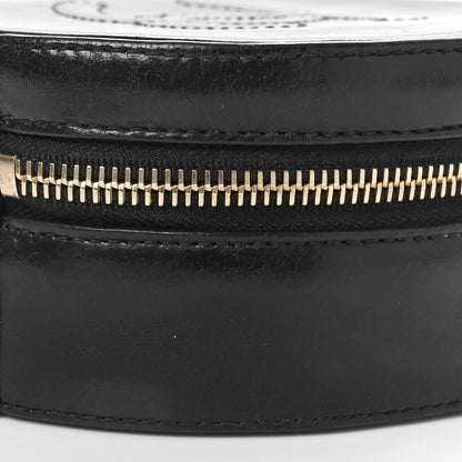 Glazed Calfskin Round As Earth Evening Bag Black