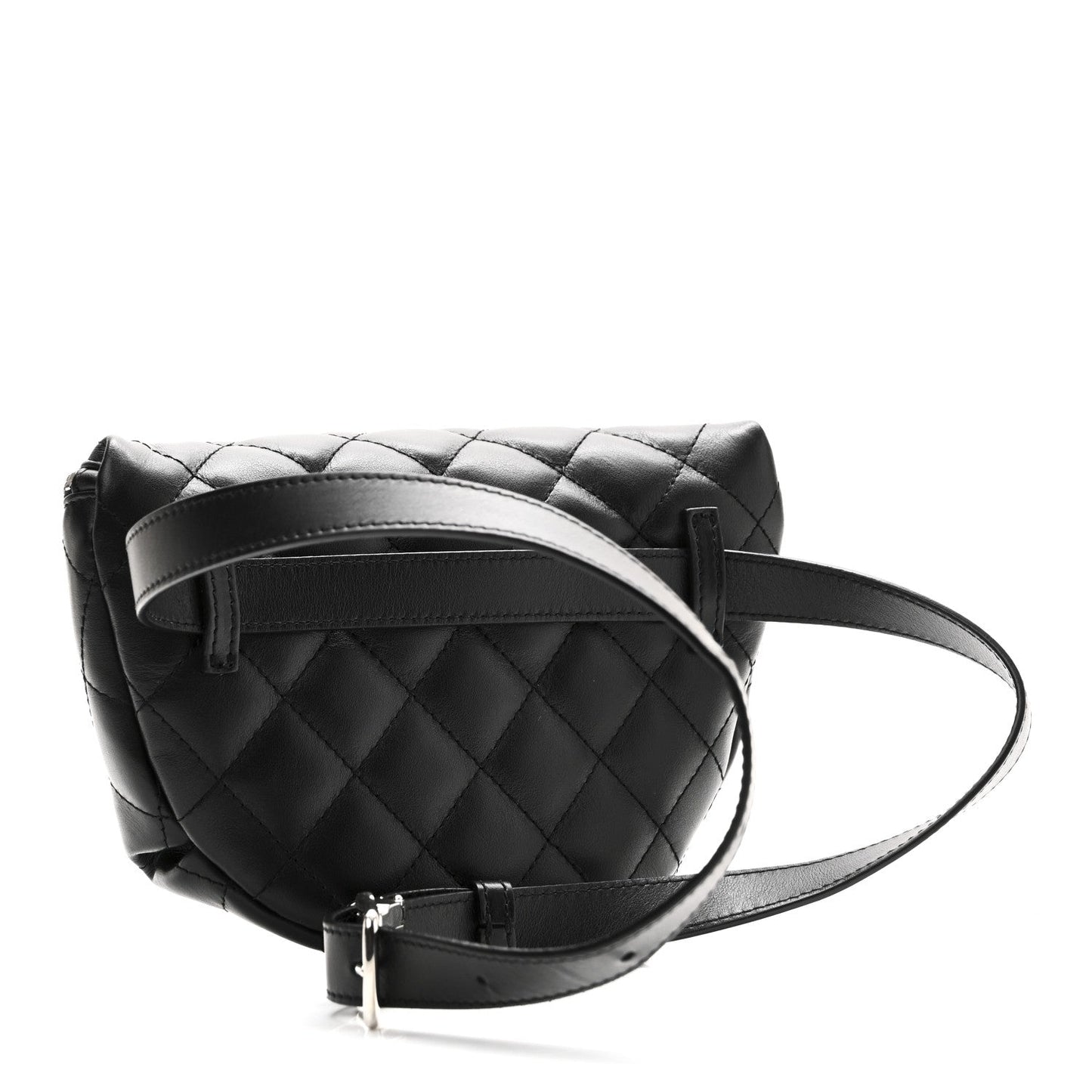 Calfskin Quilted Waist Belt Bag Black