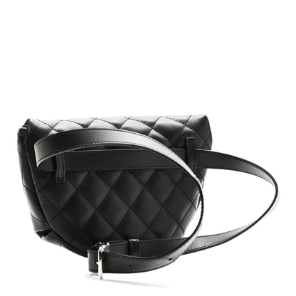 Calfskin Quilted Waist Belt Bag Black