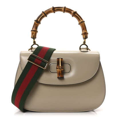 Boarded Dyana Lux Calfskin Web Medium Bamboo 1947 Top Handle Bag Oatmeal