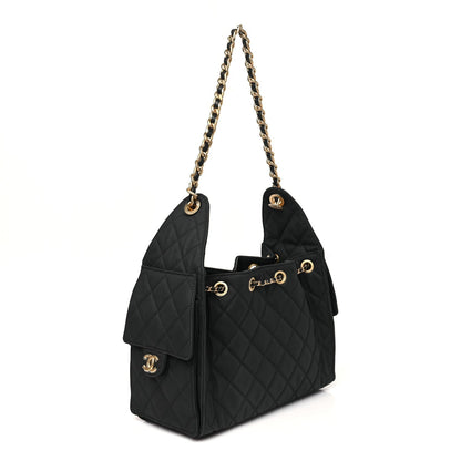 Canvas Quilted Small Chanel 25 Handbag Black