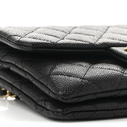 Shiny Caviar Pick Me Up Flap Belt Bag Black