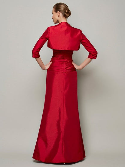 A-Line/Princess Sweetheart Sleeveless Beading Long Taffeta Dresses