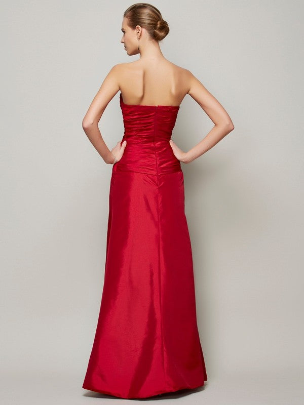 A-Line/Princess Sweetheart Sleeveless Beading Long Taffeta Dresses