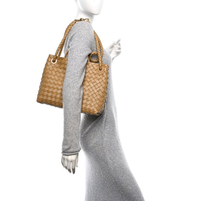 Nappa Intrecciato Medium Andiamo Shoulder Bag Dark Praline