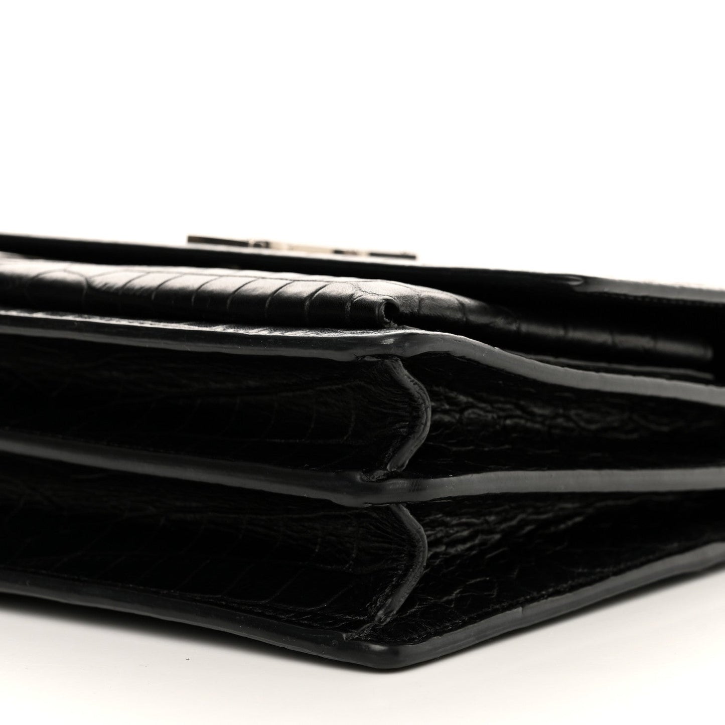 Calfskin Crocodile Embossed Medium Monogram Sunset Black