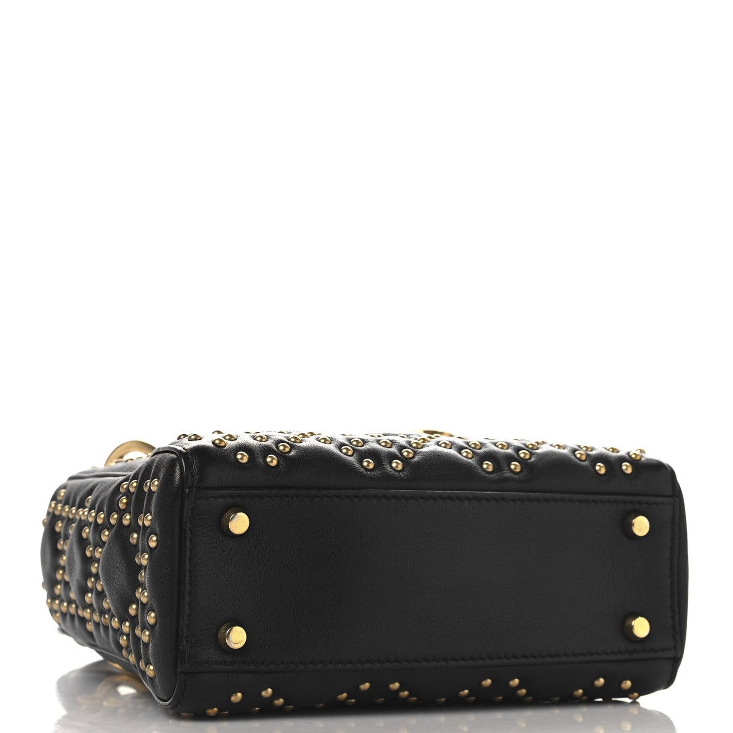 Lambskin Studded Mini Supple Lady Dior Black